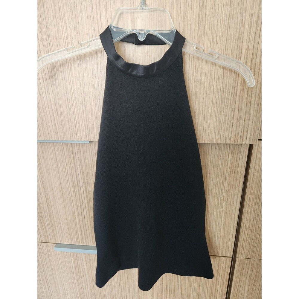 St. John Black Wool-blend & Silk Halter Top Size 8